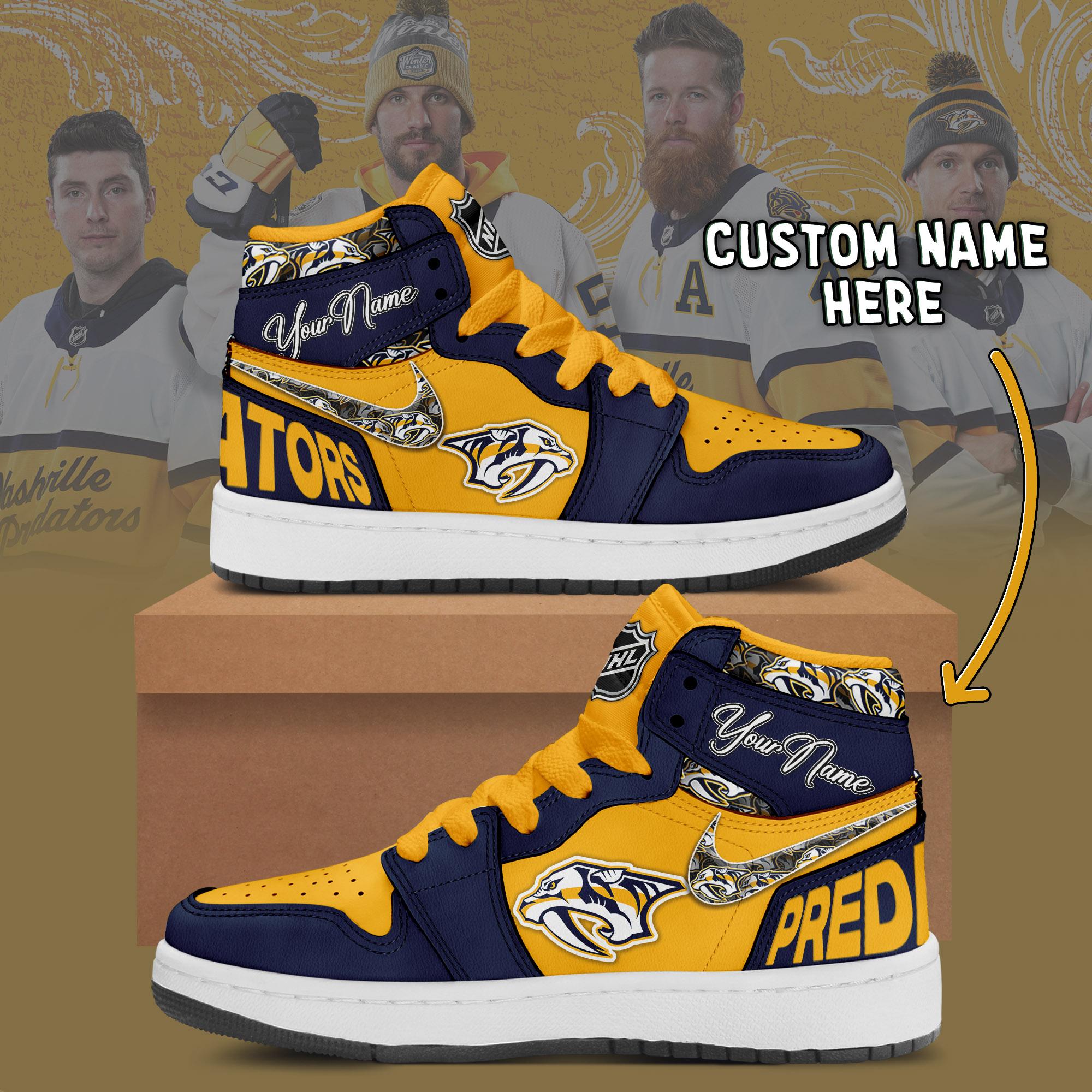 Ideafootwear Nashville Predators AJ1 High Sneakers Shoes For Men And Women 2