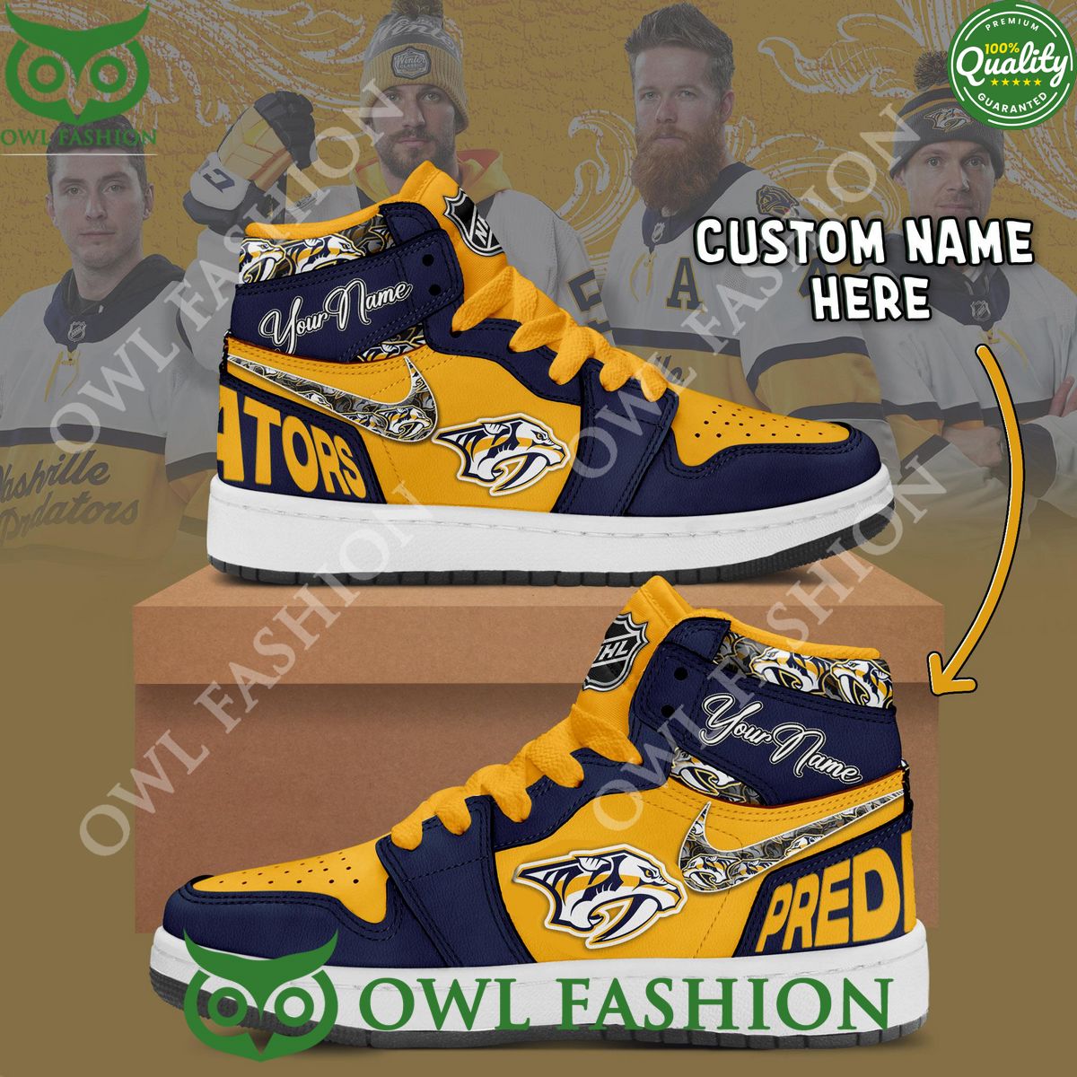 Ideafootwear Nashville Predators AJ1 High Sneakers Shoes For Men And Women 6
