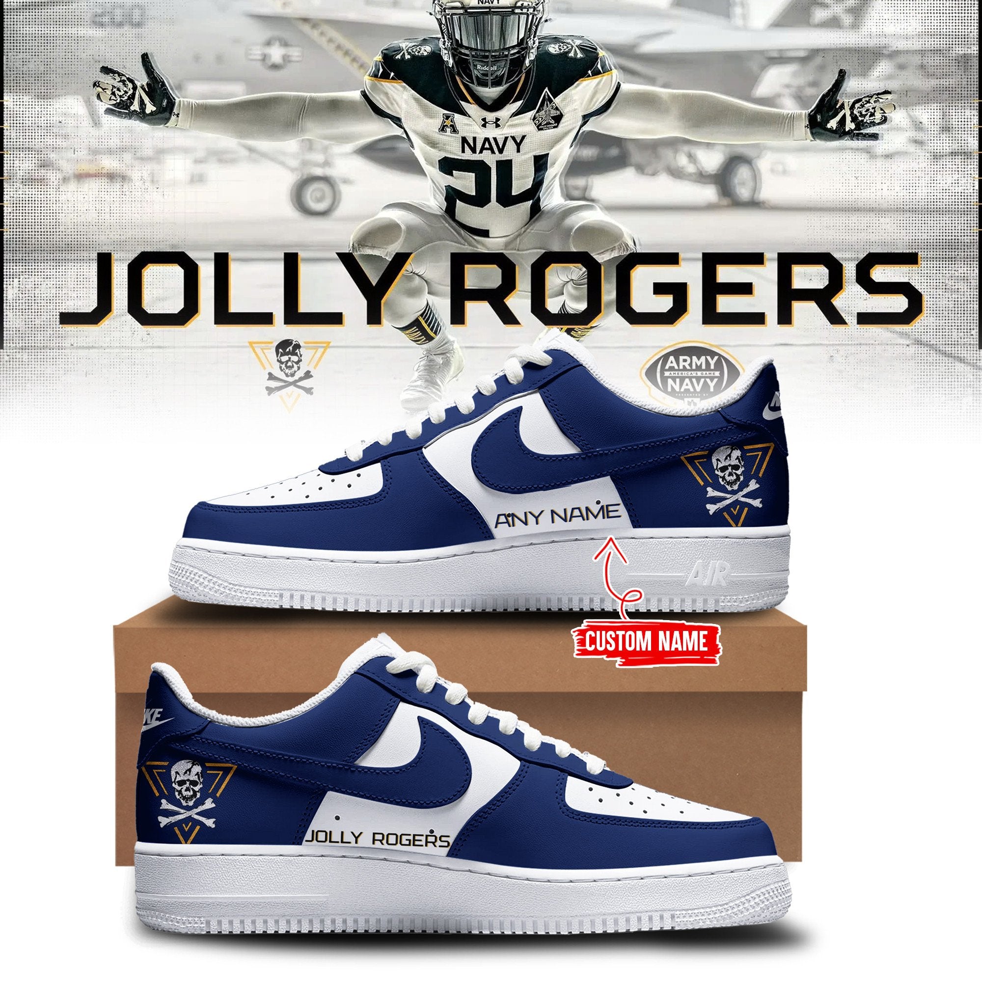 Ideafootwear Navy Midshipmen Air Low-Top Sneakers Shoes For Men And Women 1