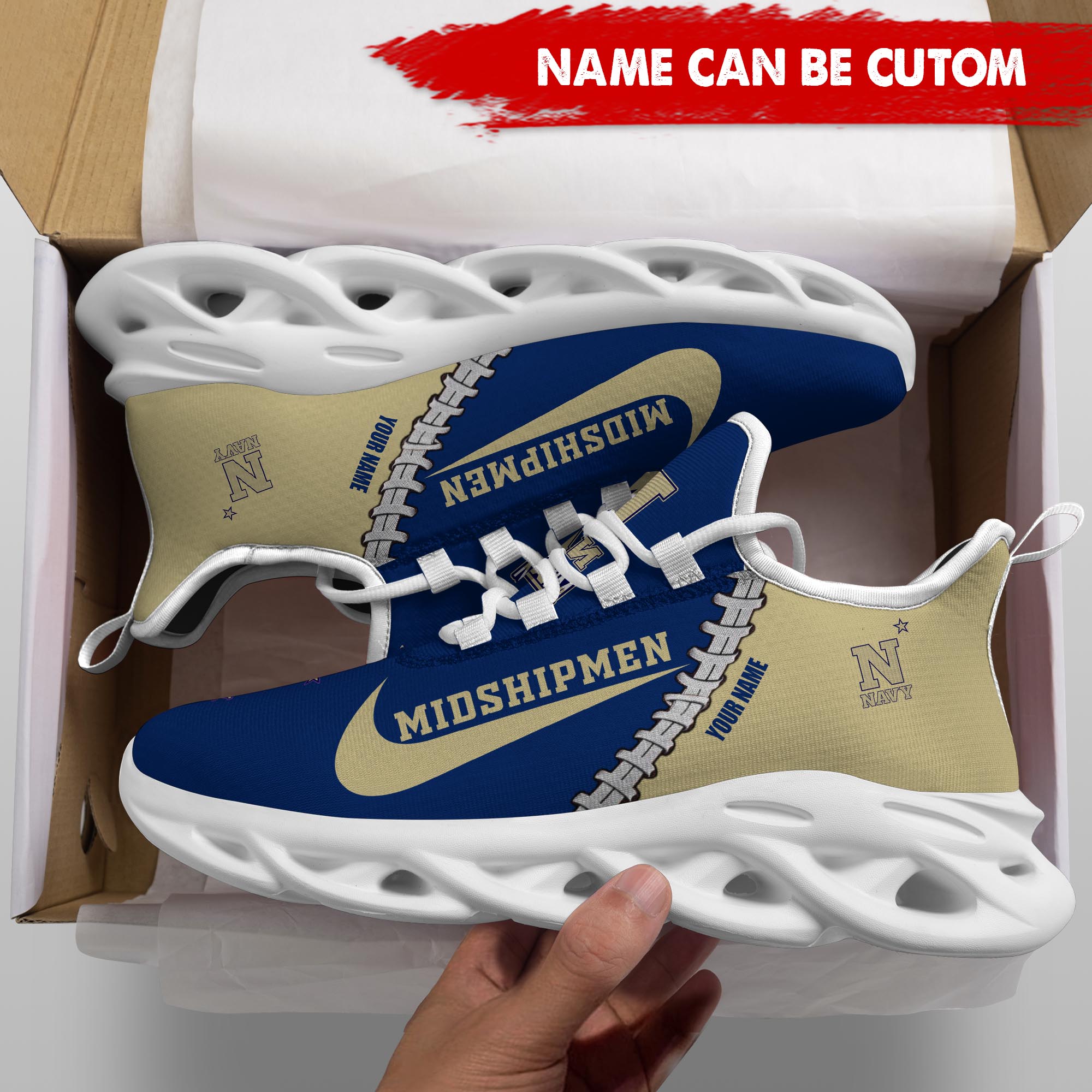 Ideafootwear Navy Midshipmen Max Soul Shoes Sneakers For Men And Women 1
