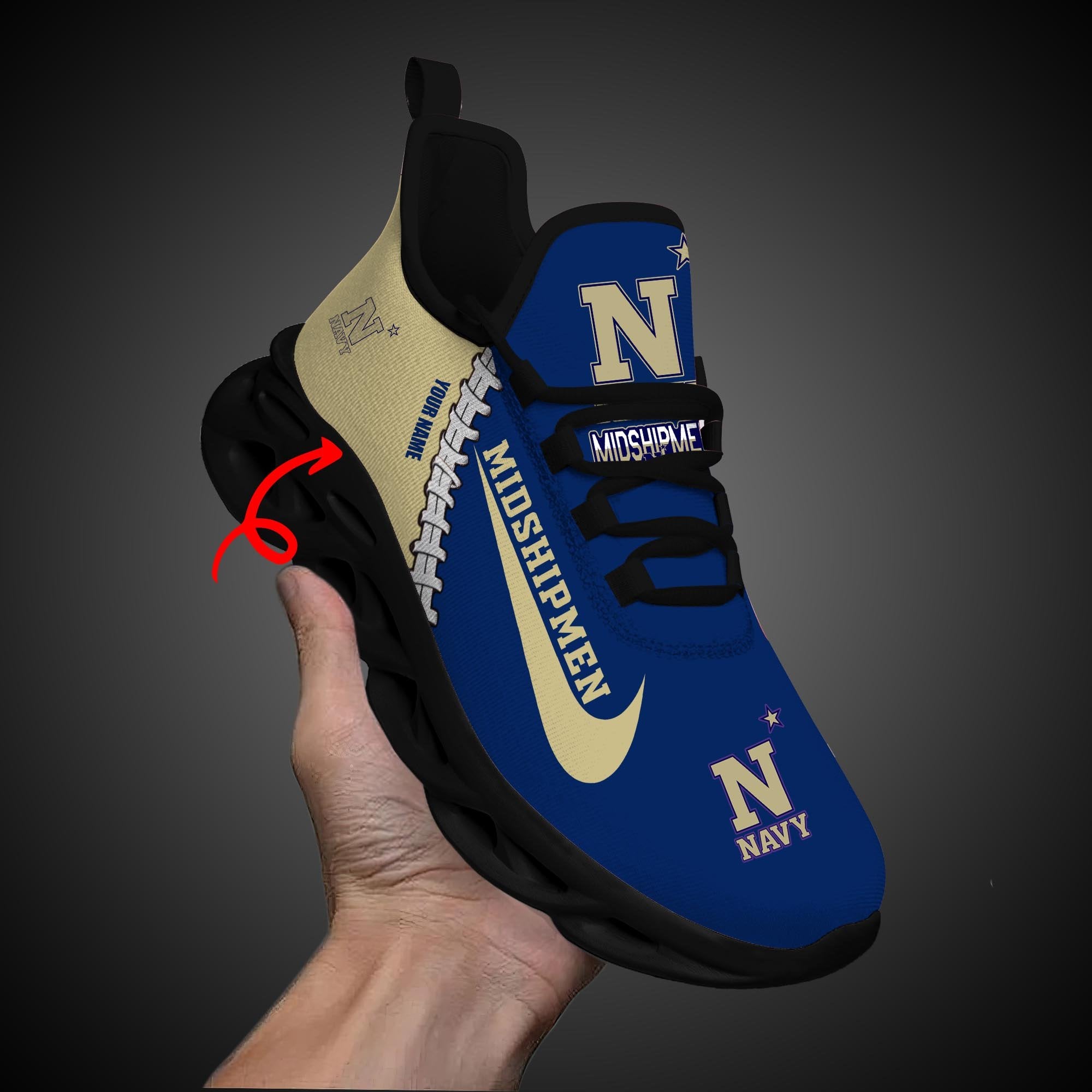 Ideafootwear Navy Midshipmen Max Soul Shoes Sneakers For Men And Women 1
