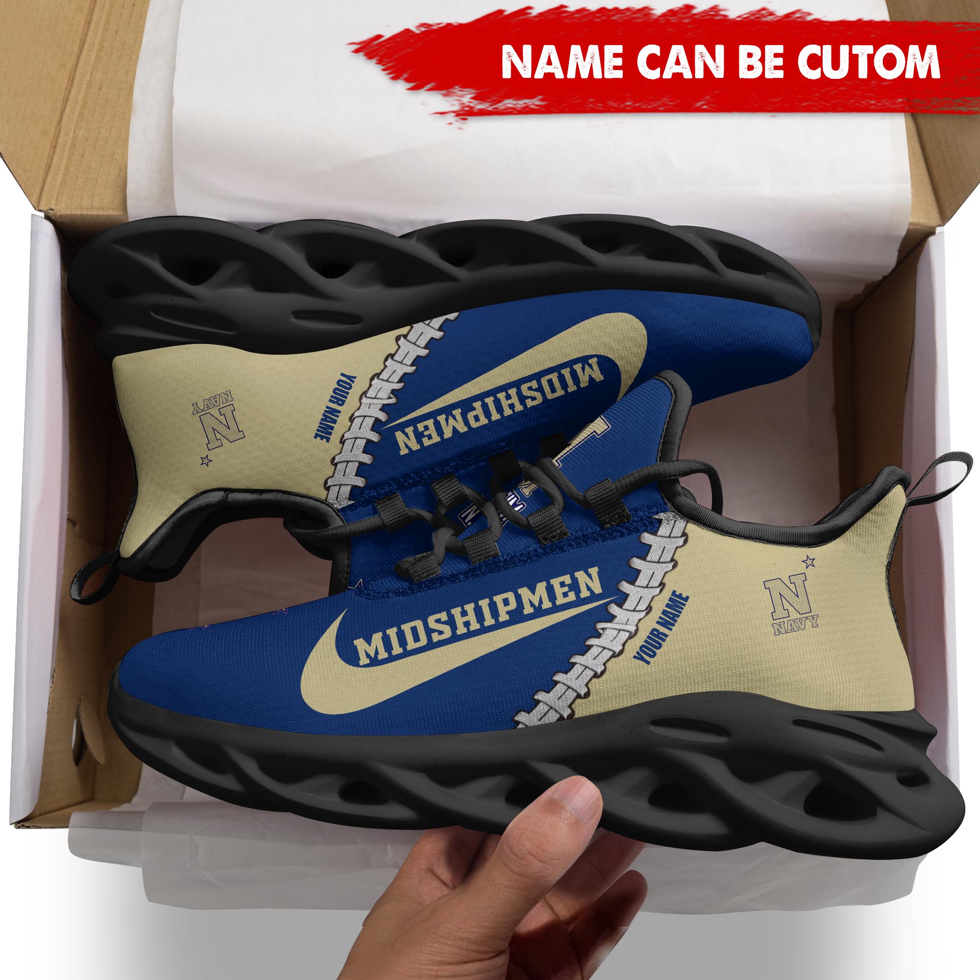 Ideafootwear Navy Midshipmen Max Soul Shoes Sneakers For Men And Women 1