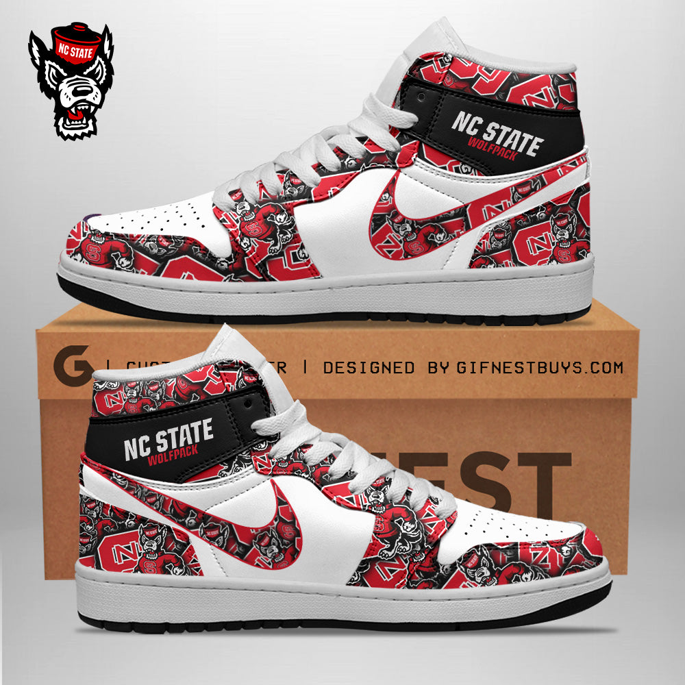 Ideafootwear NC State Wolfpack AJ1 High Sneakers Shoes For Men And Women 2