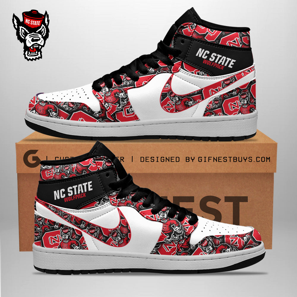 Ideafootwear NC State Wolfpack AJ1 High Sneakers Shoes For Men And Women 3
