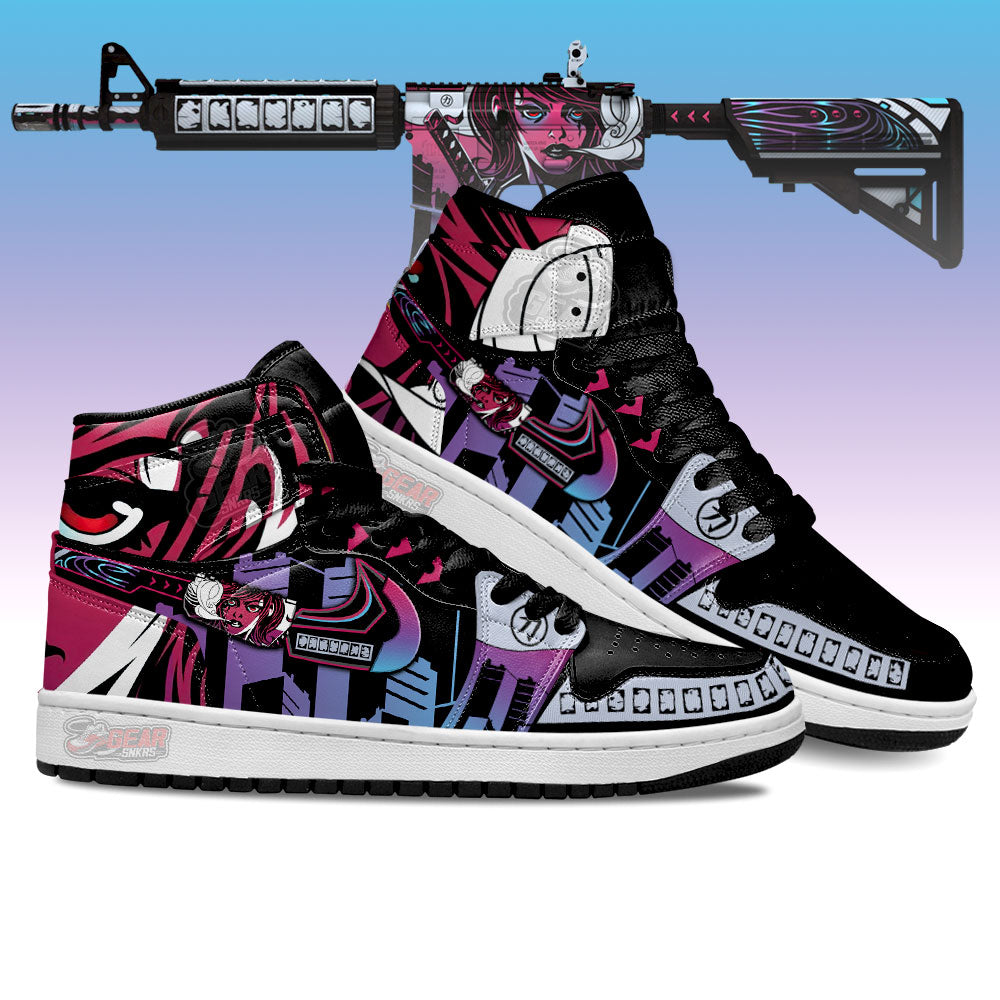 Ideafootwear Neo-Noir M4A4 Counter Strike Skins AJ1 High Sneakers Shoes For Men And Women 1