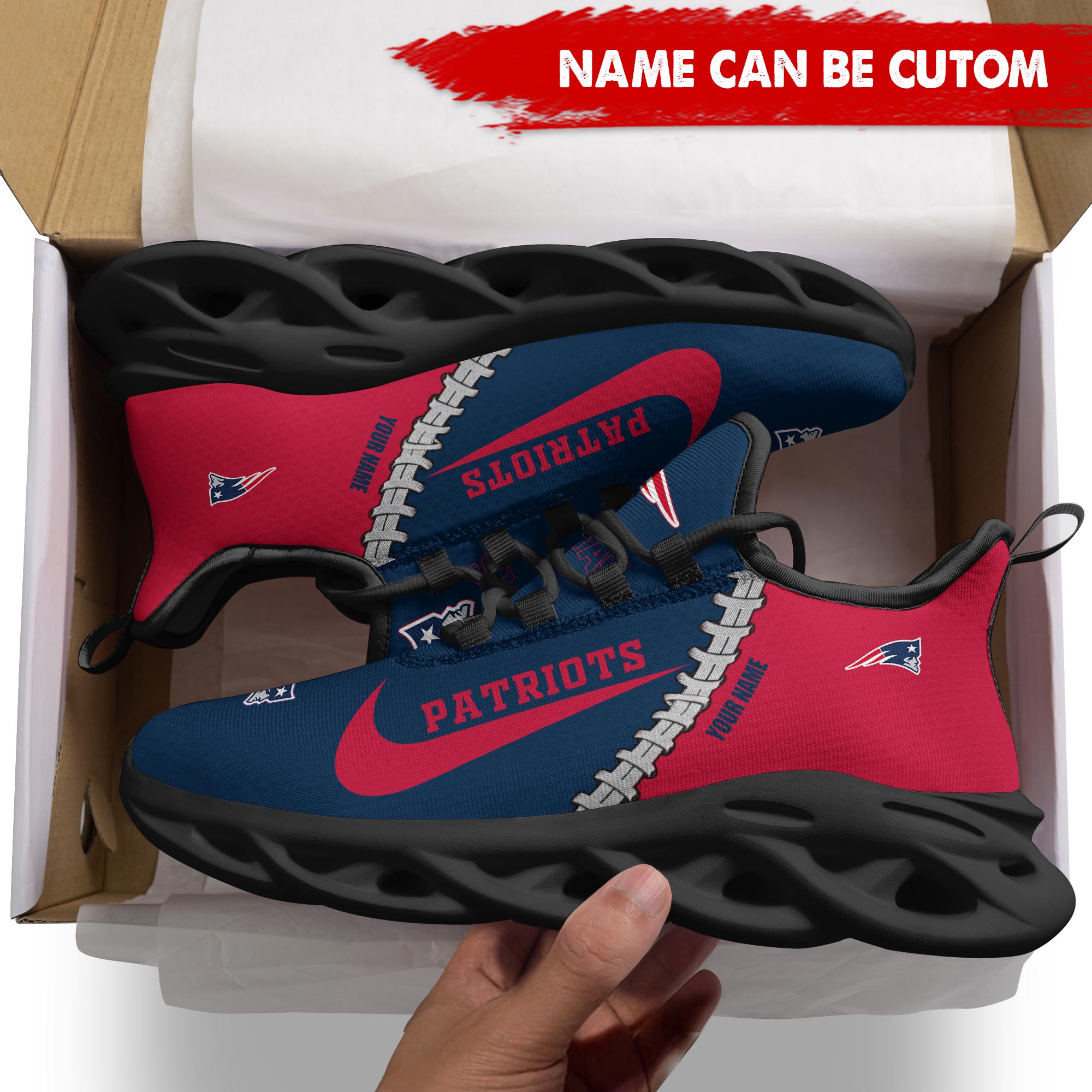 Ideafootwear New England Patriots Max Soul Shoes Sneakers For Men And Women 44