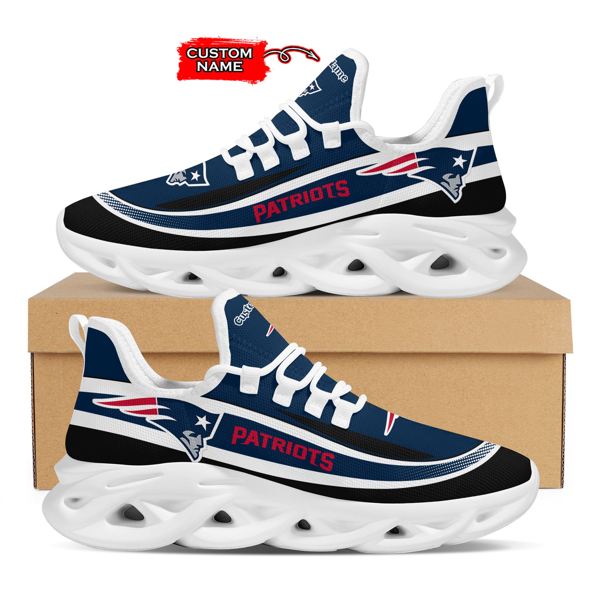 Ideafootwear New England Patriots Max Soul Shoes Sneakers For Men And Women 50