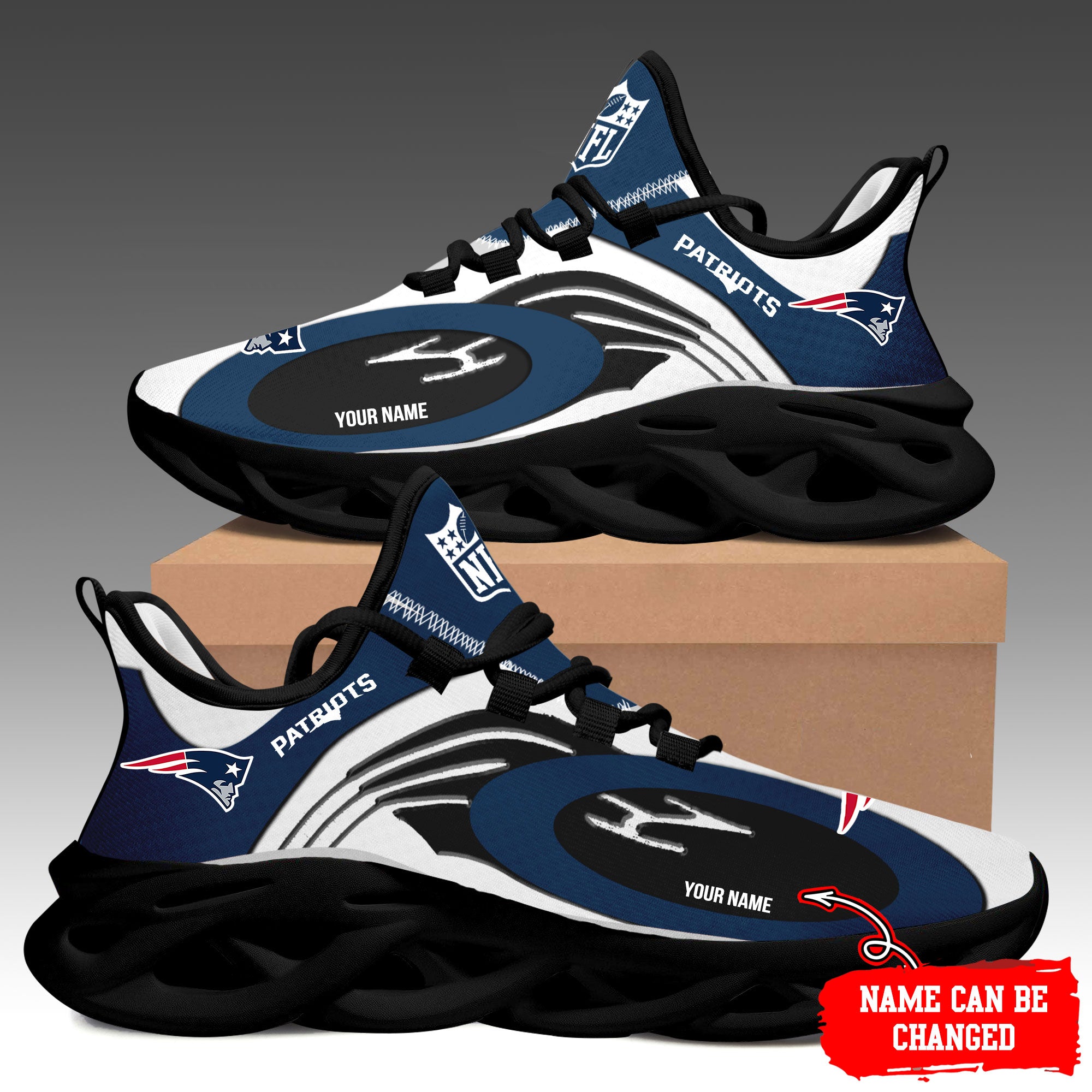 Ideafootwear New England Patriots Max Soul Shoes Sneakers For Men And Women 33