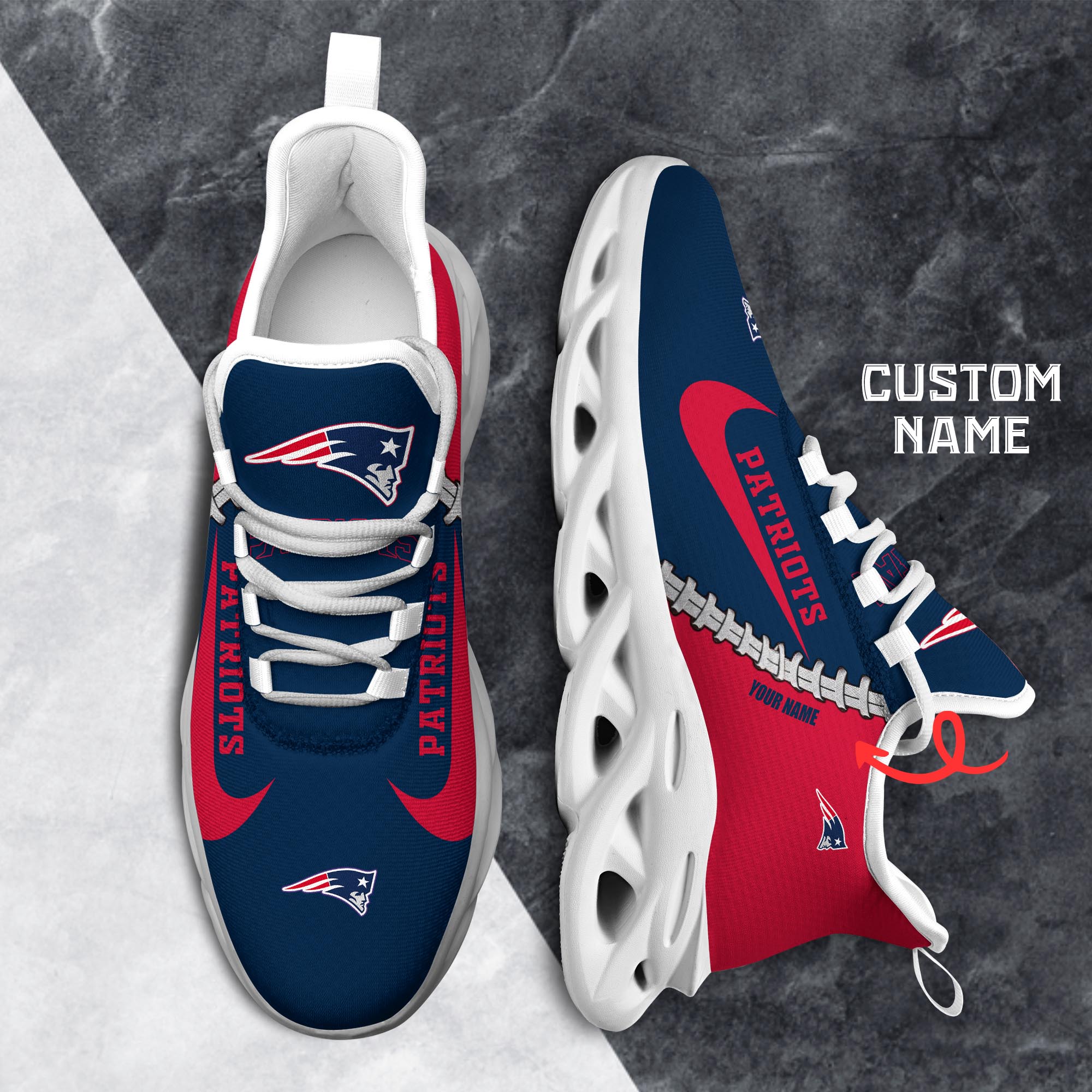 Ideafootwear New England Patriots Max Soul Shoes Sneakers For Men And Women 44