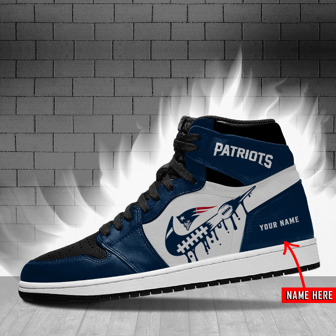 Ideafootwear New England Patriots NFL AJ1 High Sneakers Shoes For Men And Women 3