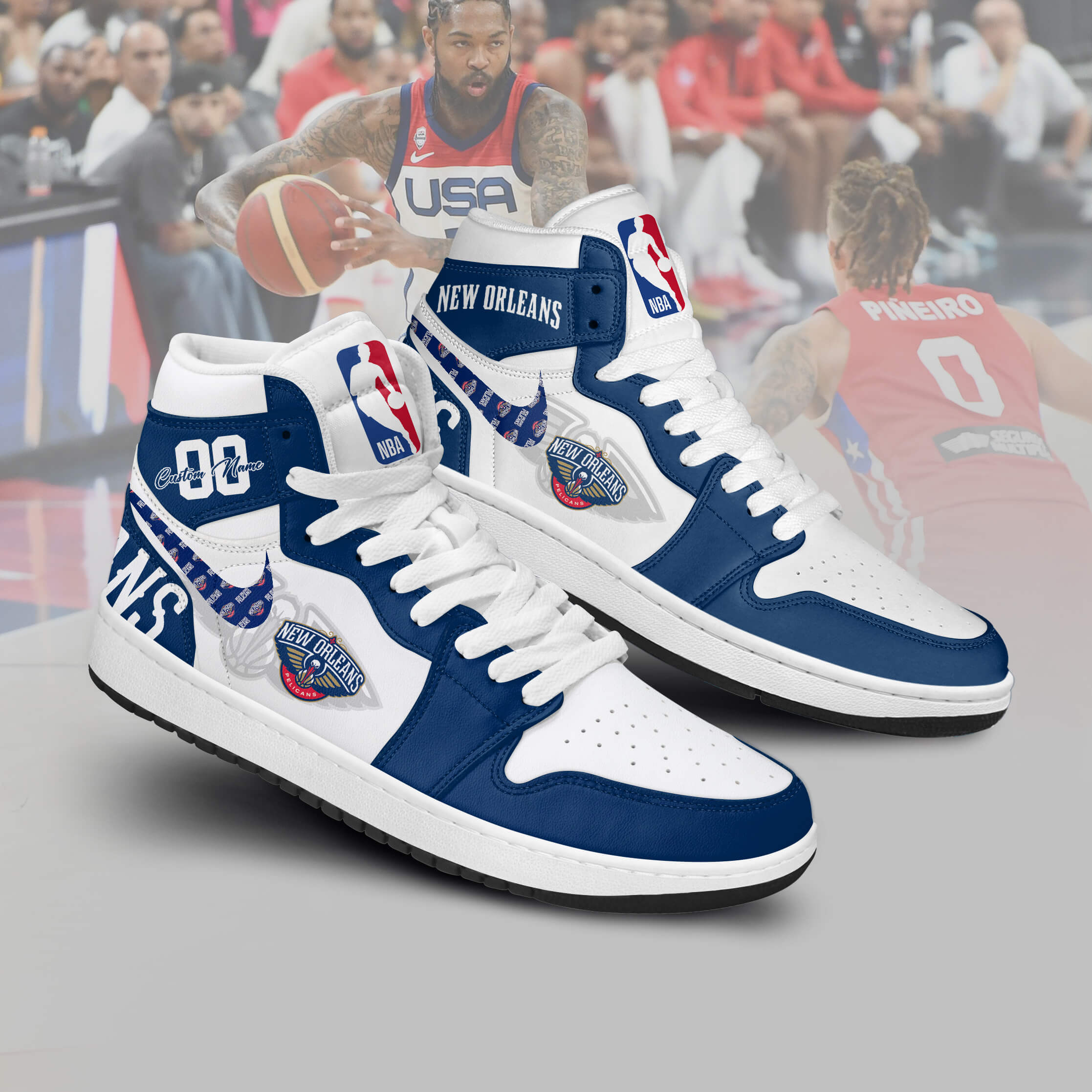 Ideafootwear New Orleans Pelicans AJ1 High Sneakers Shoes For Men And Women 1