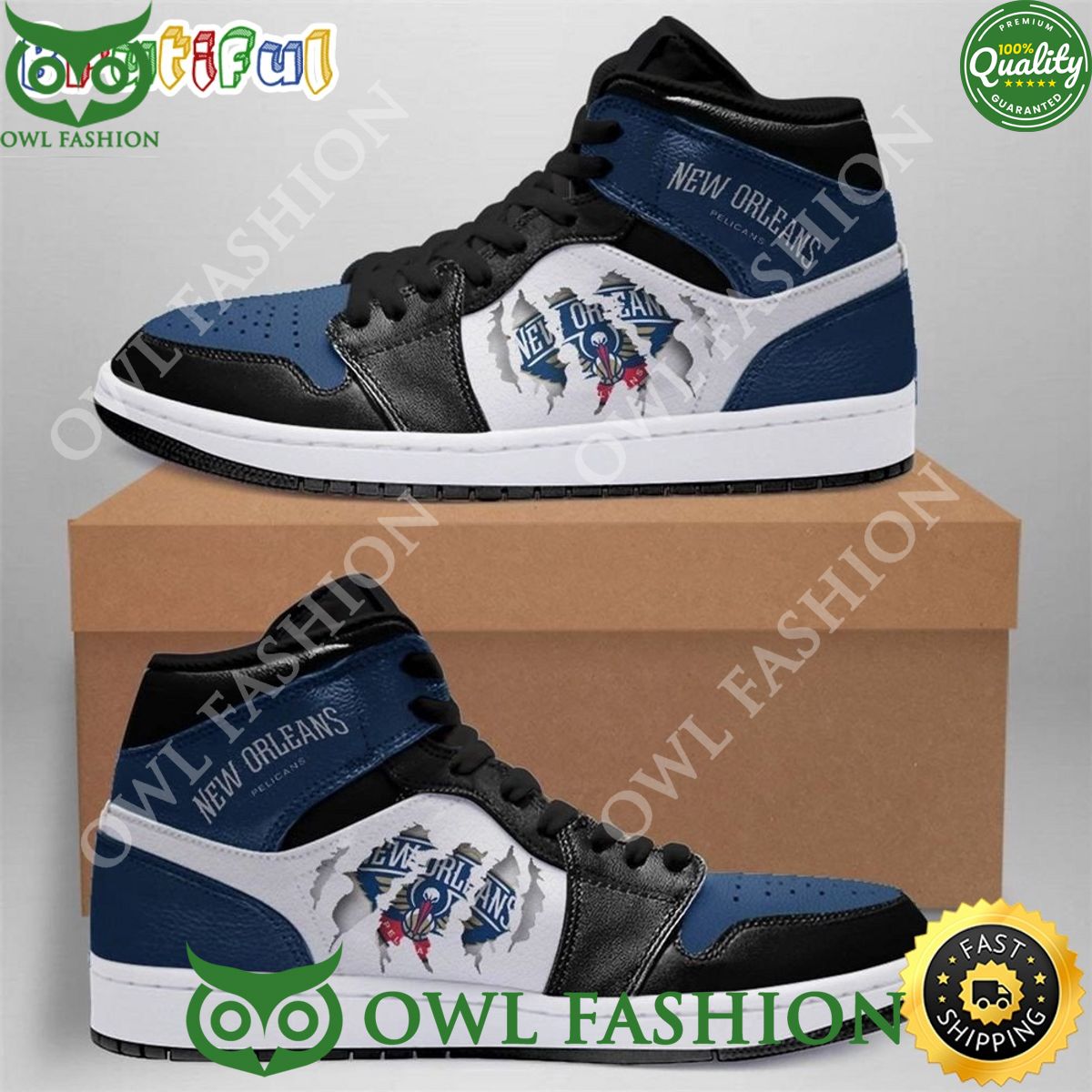 Ideafootwear New Orleans Pelicans AJ1 High Sneakers Shoes For Men And Women 4