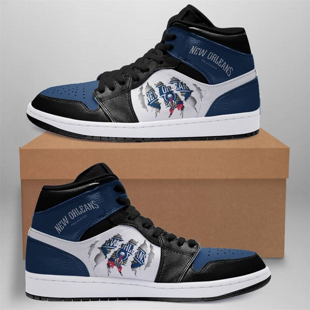 Ideafootwear New Orleans Pelicans NBA AJ1 High Sneakers Shoes For Men And Women 6