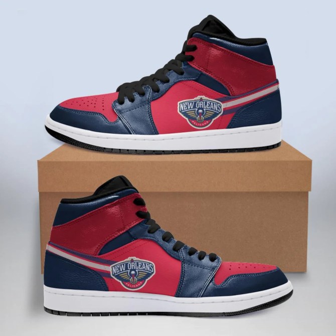 Ideafootwear New Orleans Pelicans NBA AJ1 High Sneakers Shoes For Men And Women 5