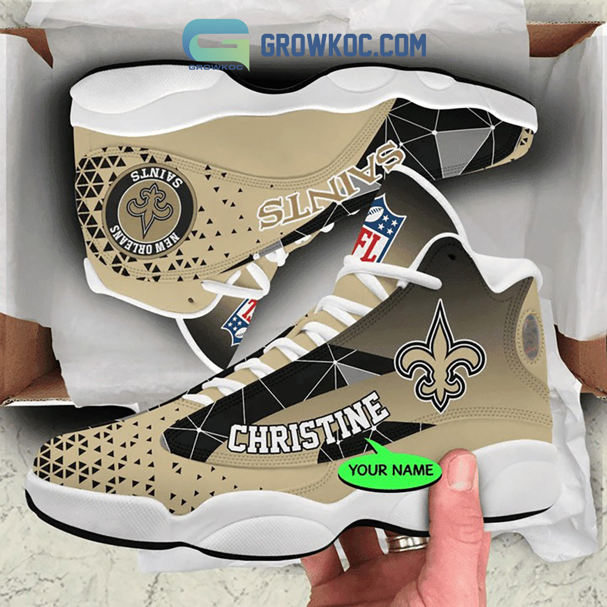 Ideafootwear New Orleans Saints AJ13 Sneakers Shoes For Men And Women 6
