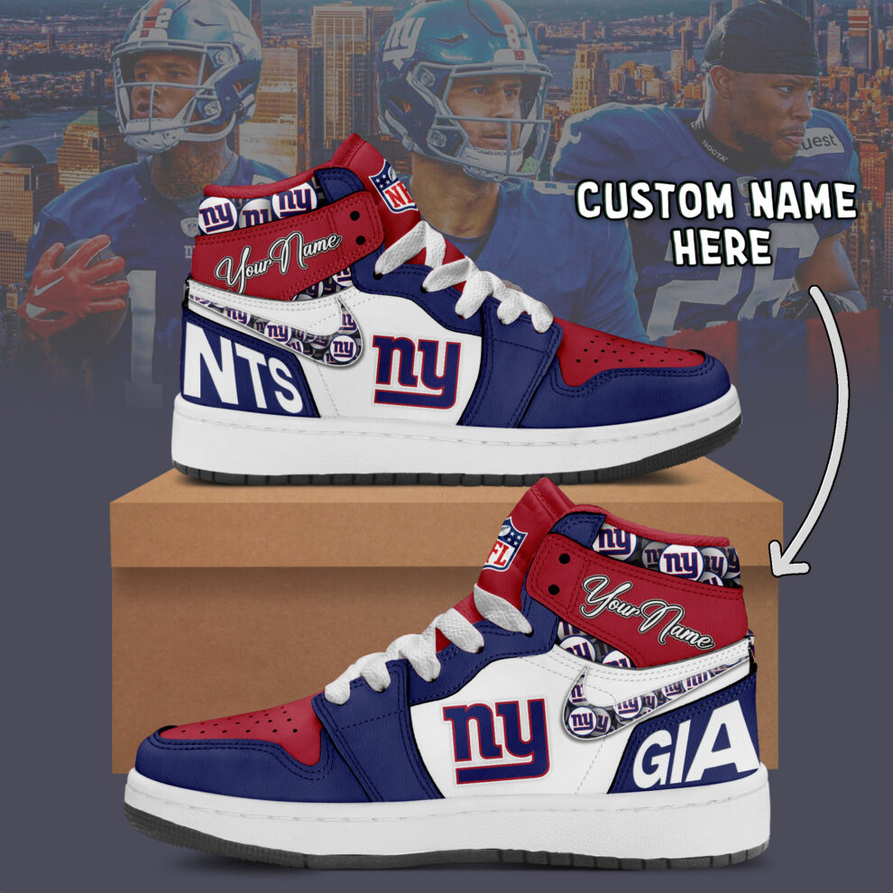 Ideafootwear New York Giants AJ1 High Sneakers Shoes For Men And Women 5