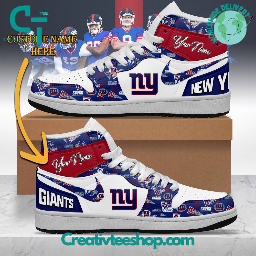 Ideafootwear New York Giants AJ1 High Sneakers Shoes For Men And Women 4