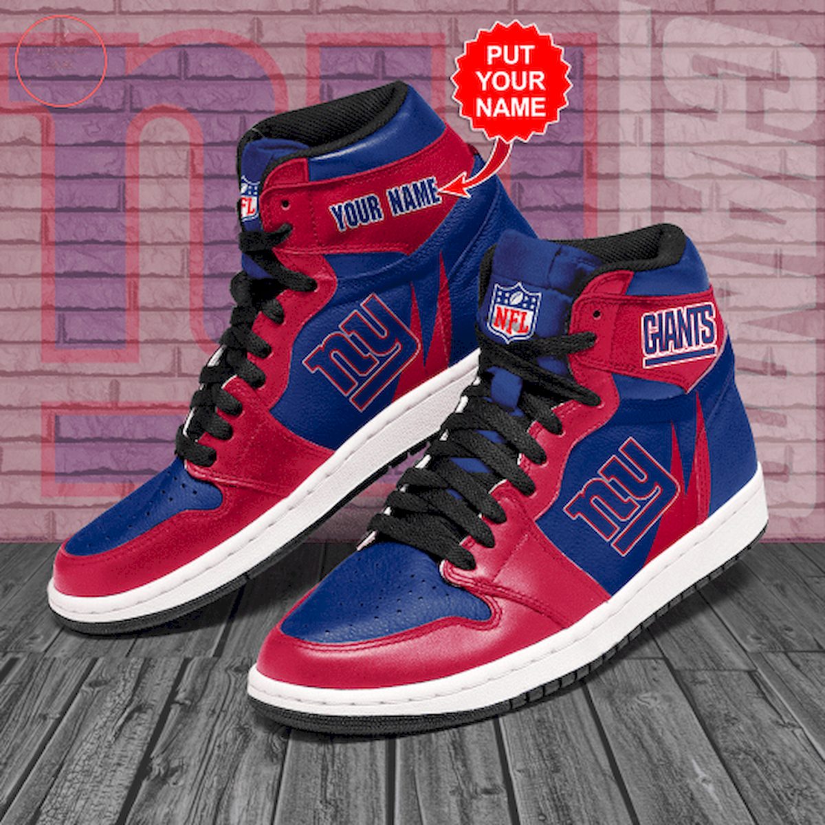 Ideafootwear New York Giants NFL AJ1 High Sneakers Shoes For Men And Women 6