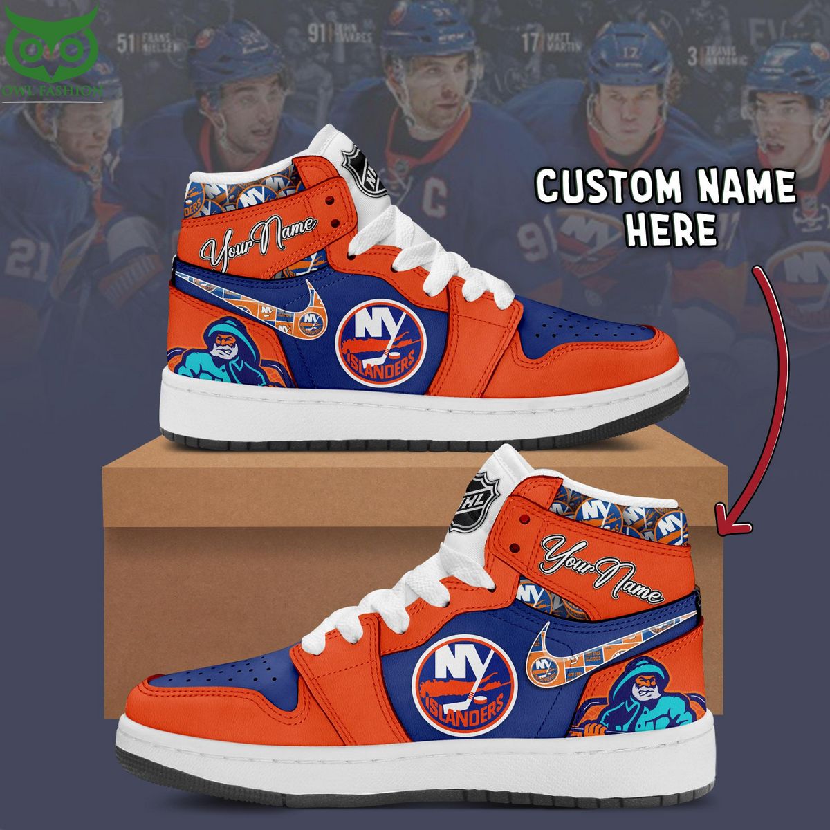 Ideafootwear New York Islanders AJ1 High Sneakers Shoes For Men And Women 6