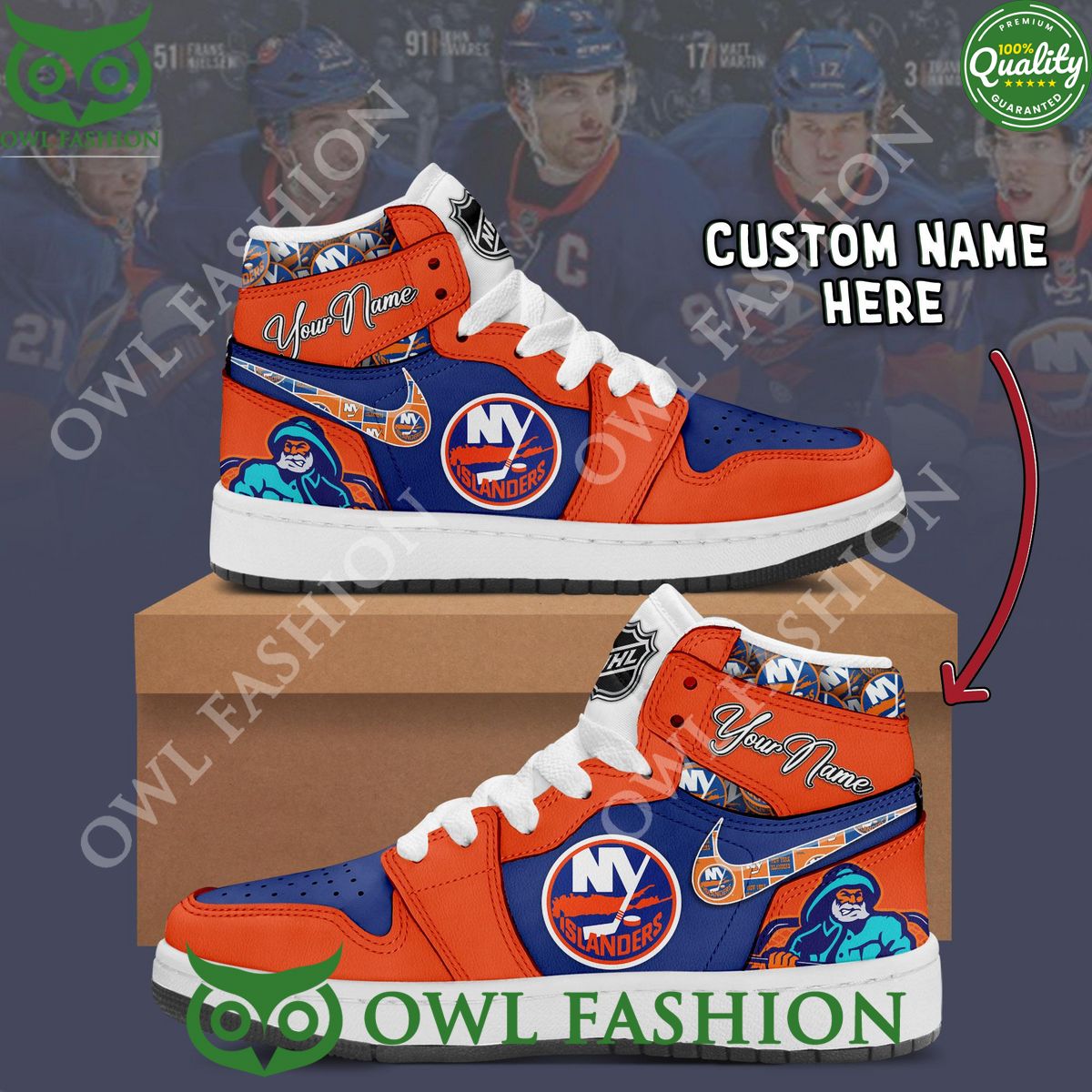 Ideafootwear New York Islanders AJ1 High Sneakers Shoes For Men And Women 5