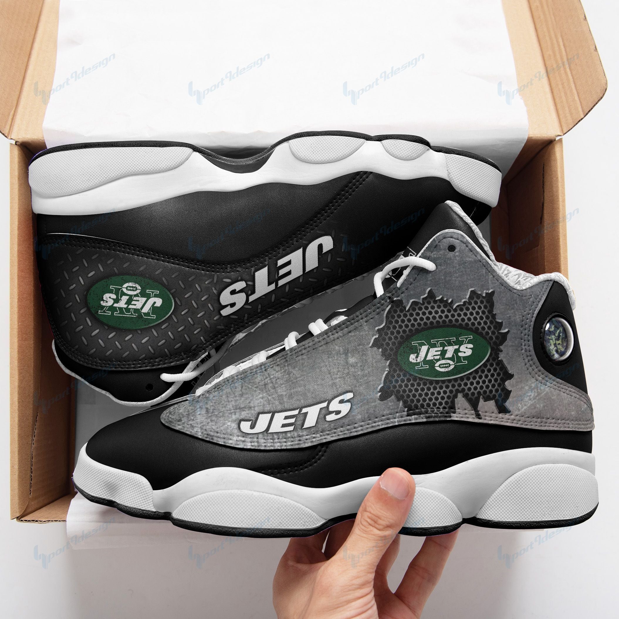Ideafootwear New York Jets AJ13 Sneakers Shoes For Men And Women 9