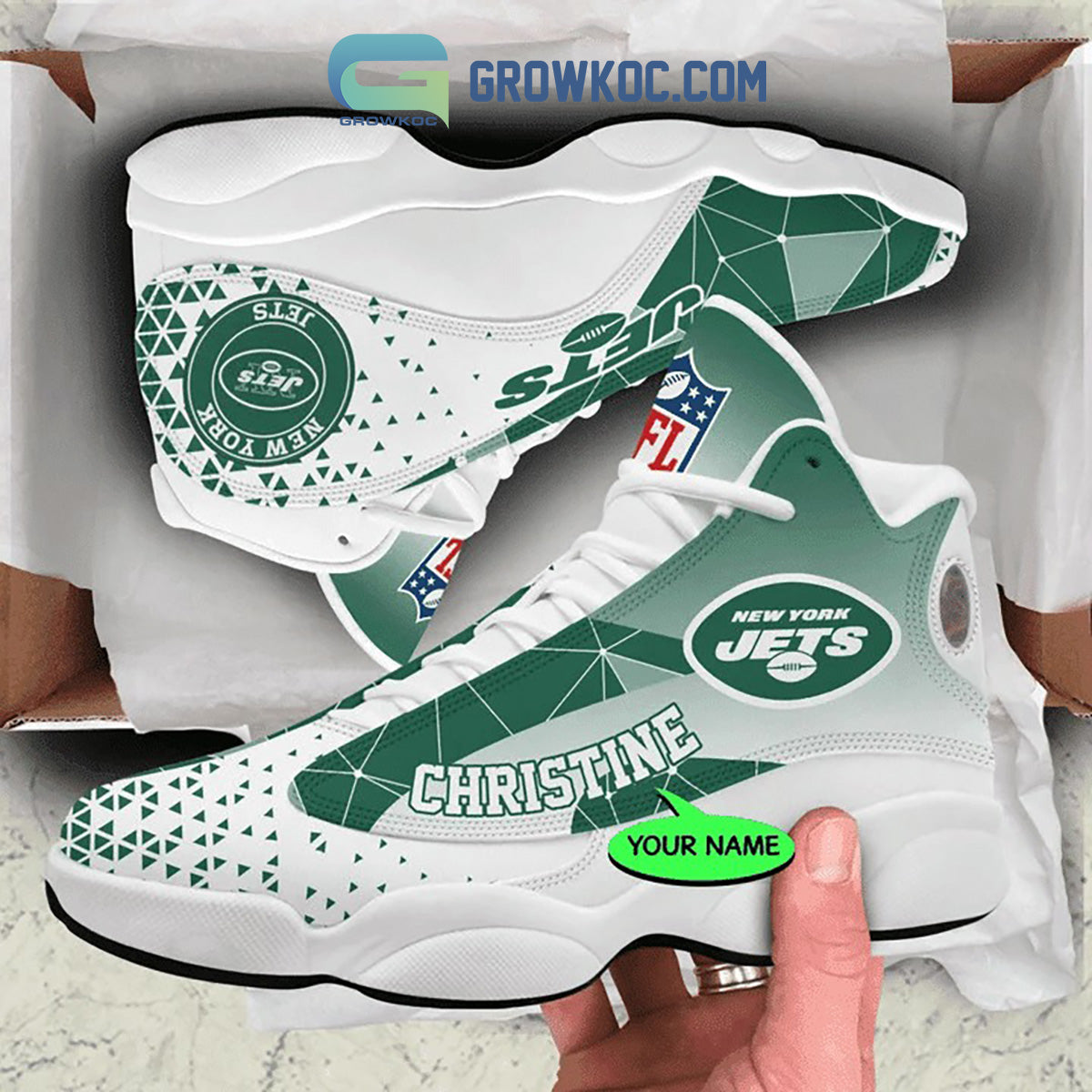 Ideafootwear New York Jets AJ13 Sneakers Shoes For Men And Women 2