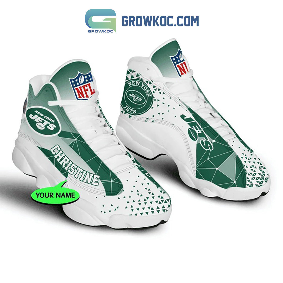 Ideafootwear New York Jets AJ13 Sneakers Shoes For Men And Women 2
