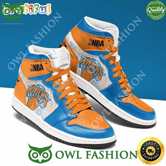 Ideafootwear New York Knicks Orange AJ1 High Sneakers Shoes For Men And Women 1