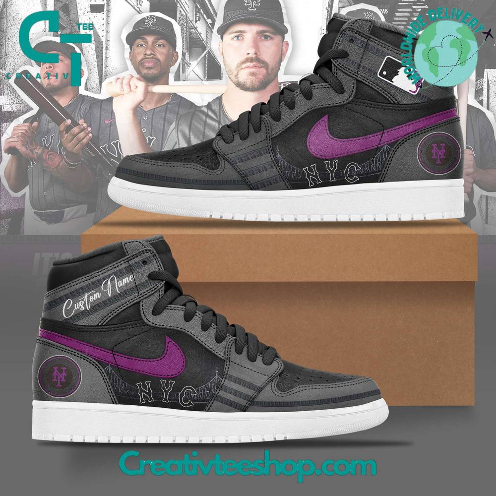 Ideafootwear New York Mets AJ1 High Sneakers Shoes For Men And Women 5