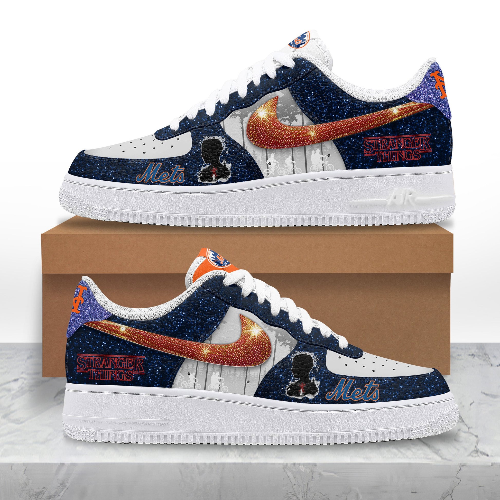 Ideafootwear New York Mets x Stranger Things Air Low-Top Sneakers Shoes For Men And Women 1