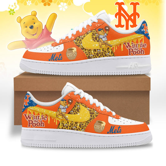 Ideafootwear New York Mets x Winnie the Pooh Air Low-Top Sneakers Shoes For Men And Women 1