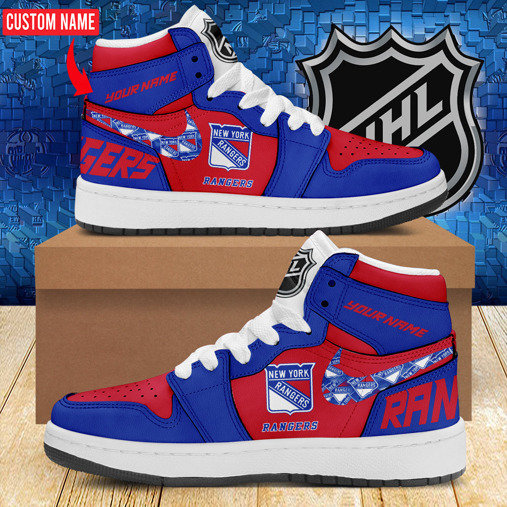 Ideafootwear New York Rangers AJ1 High Sneakers Shoes For Men And Women 7