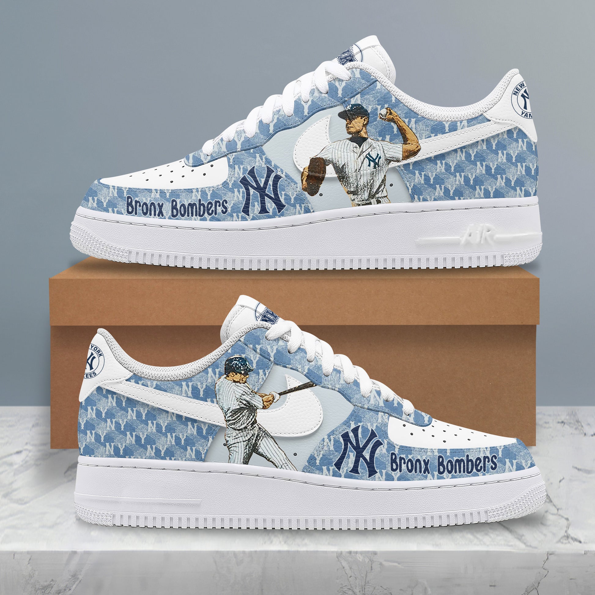 Ideafootwear New York Yankees Air Low-Top Sneakers Shoes For Men And Women 5