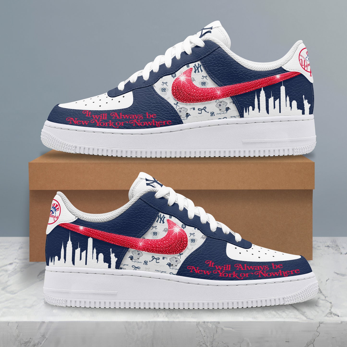 Ideafootwear New York Yankees Air Low-Top Sneakers Shoes For Men And Women 4
