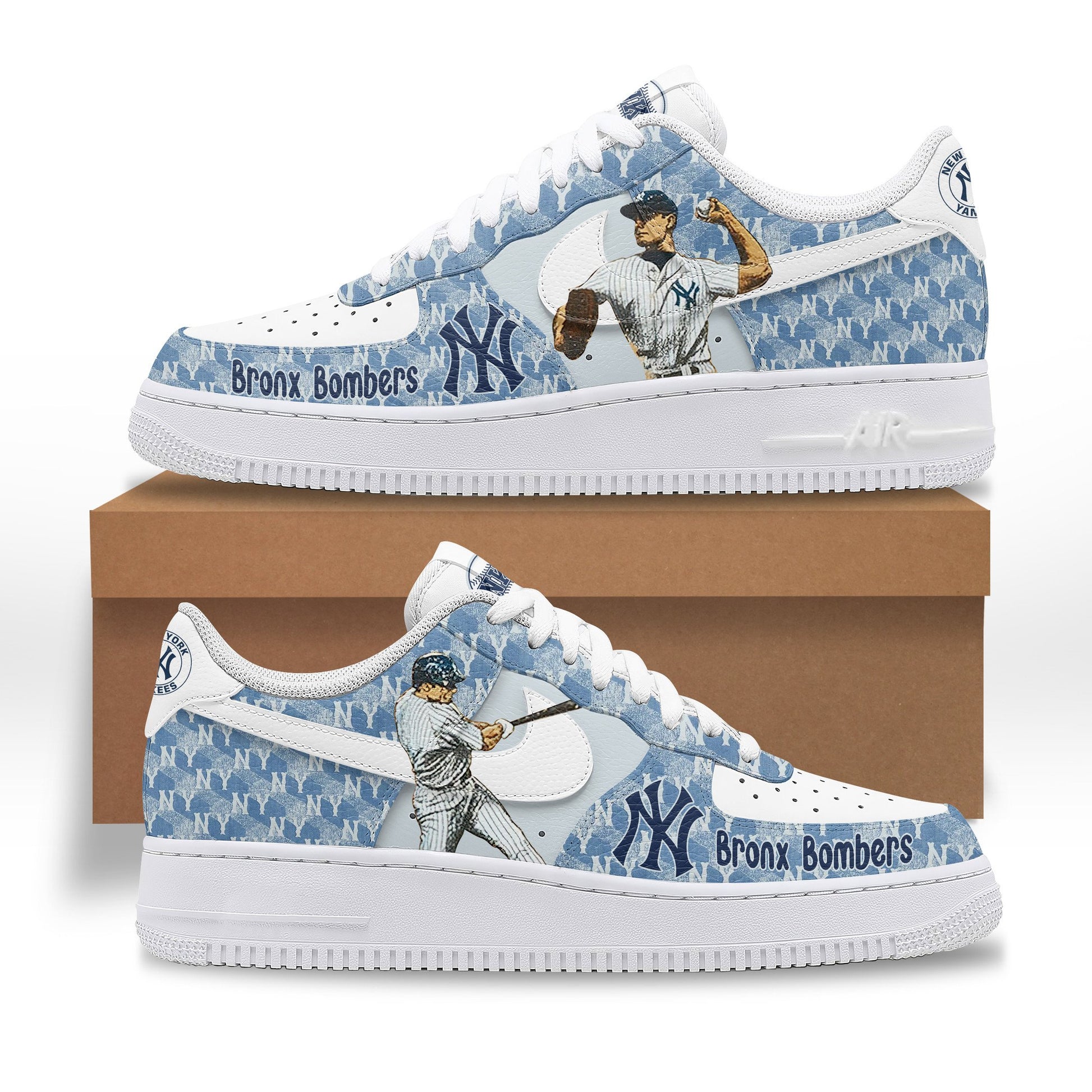 Ideafootwear New York Yankees Air Low-Top Sneakers Shoes For Men And Women 5