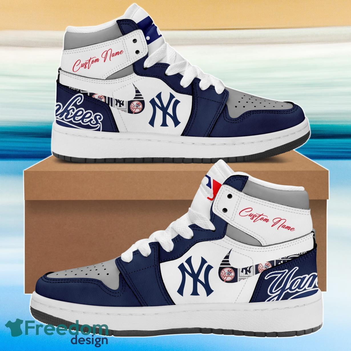 Ideafootwear New York Yankees AJ1 High Sneakers Shoes For Men And Women 3