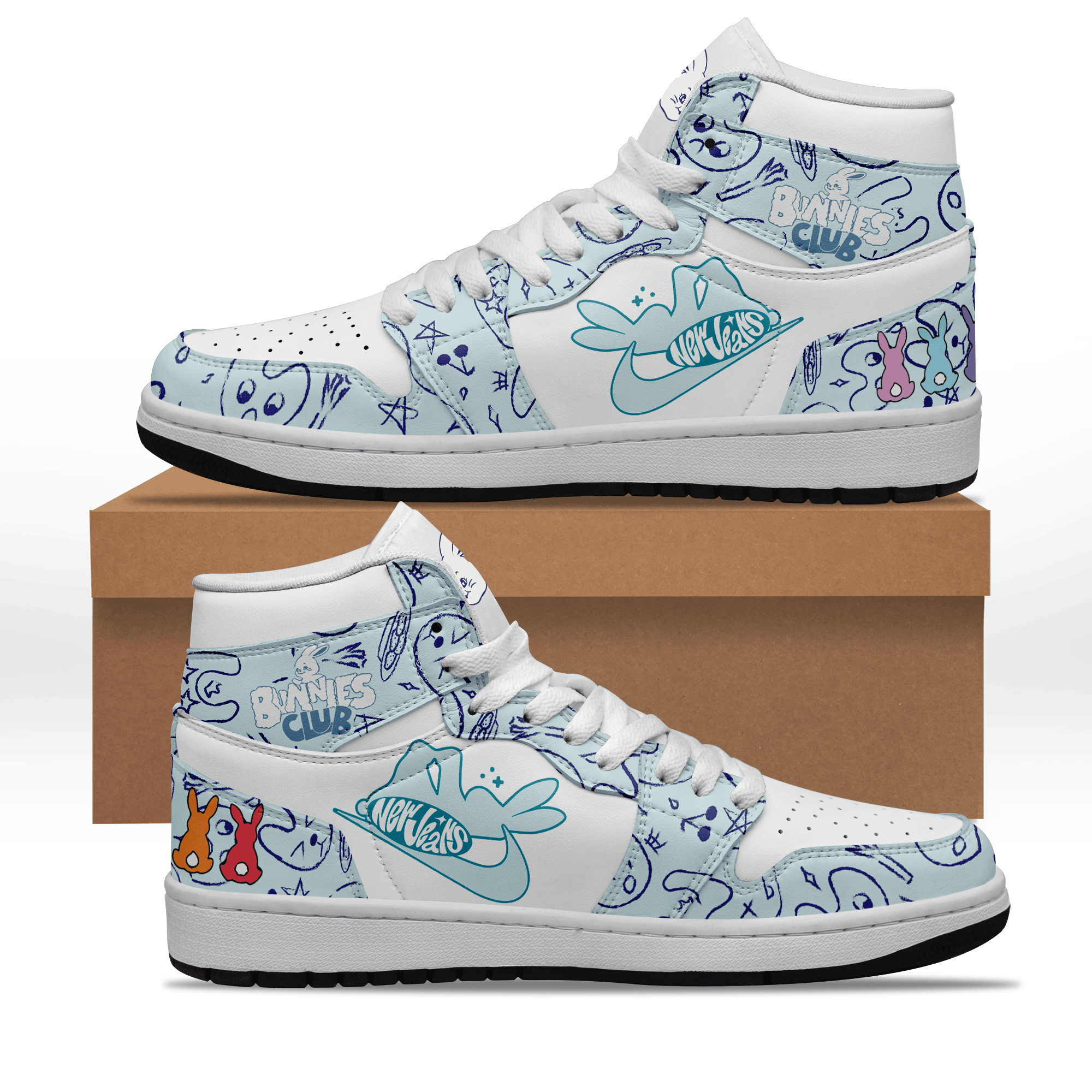Ideafootwear NewJeans Bunnies AJ1 High Sneakers Shoes For Men And Women 1