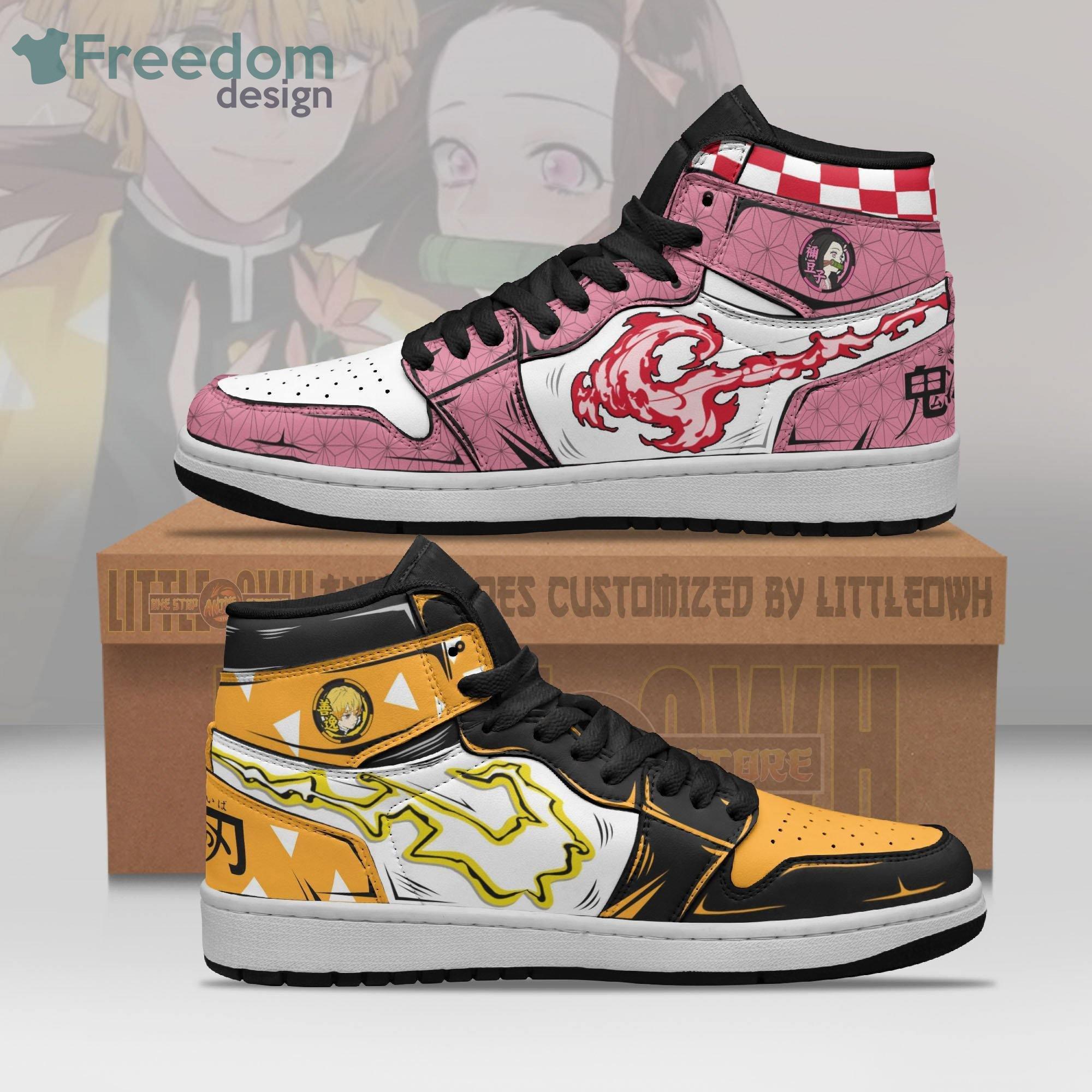 Ideafootwear Nezuko And Zenitsu AJ1 High Sneakers Shoes For Men And Women 1
