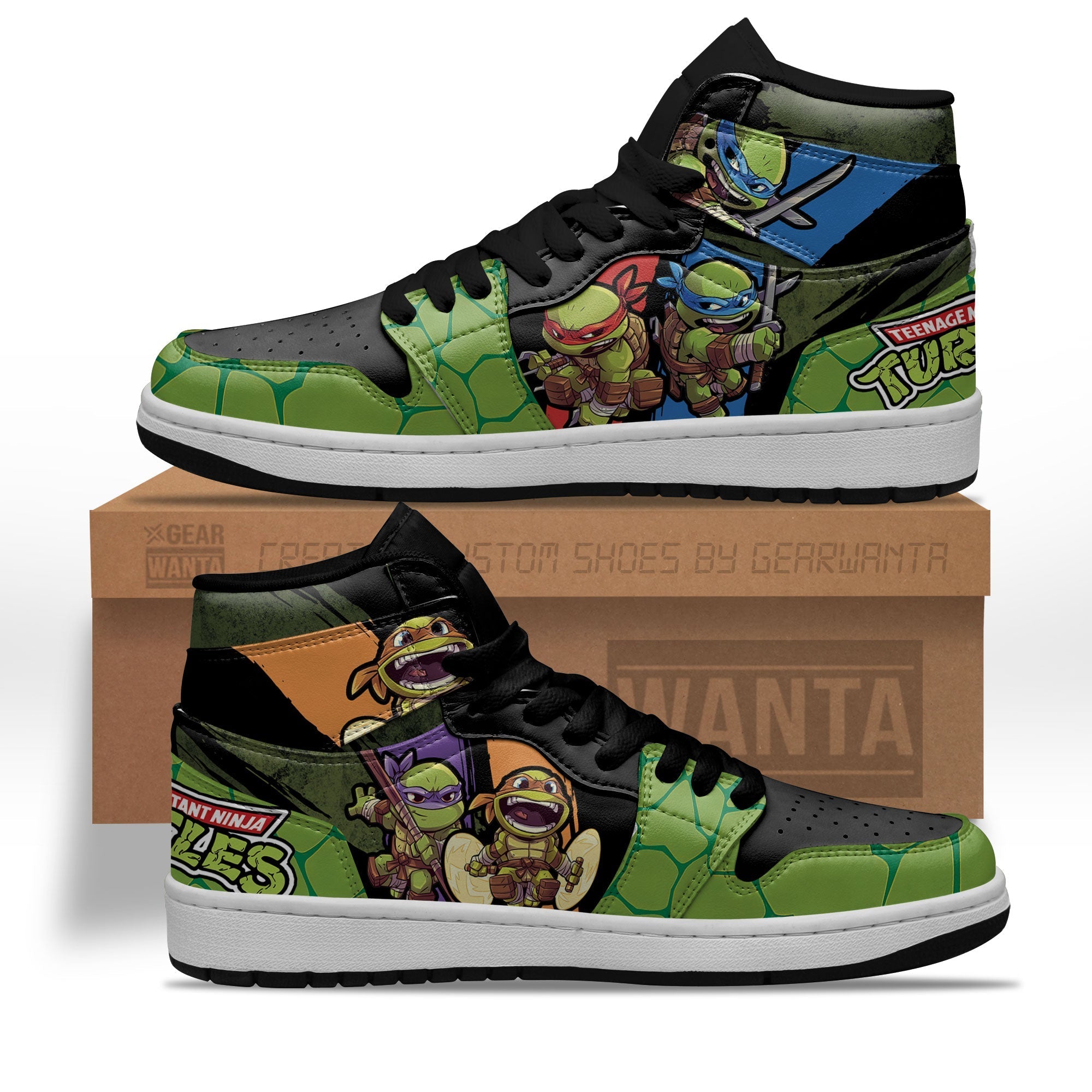 Ideafootwear Ninja Turtles AJ1 High Sneakers Shoes For Men And Women 2
