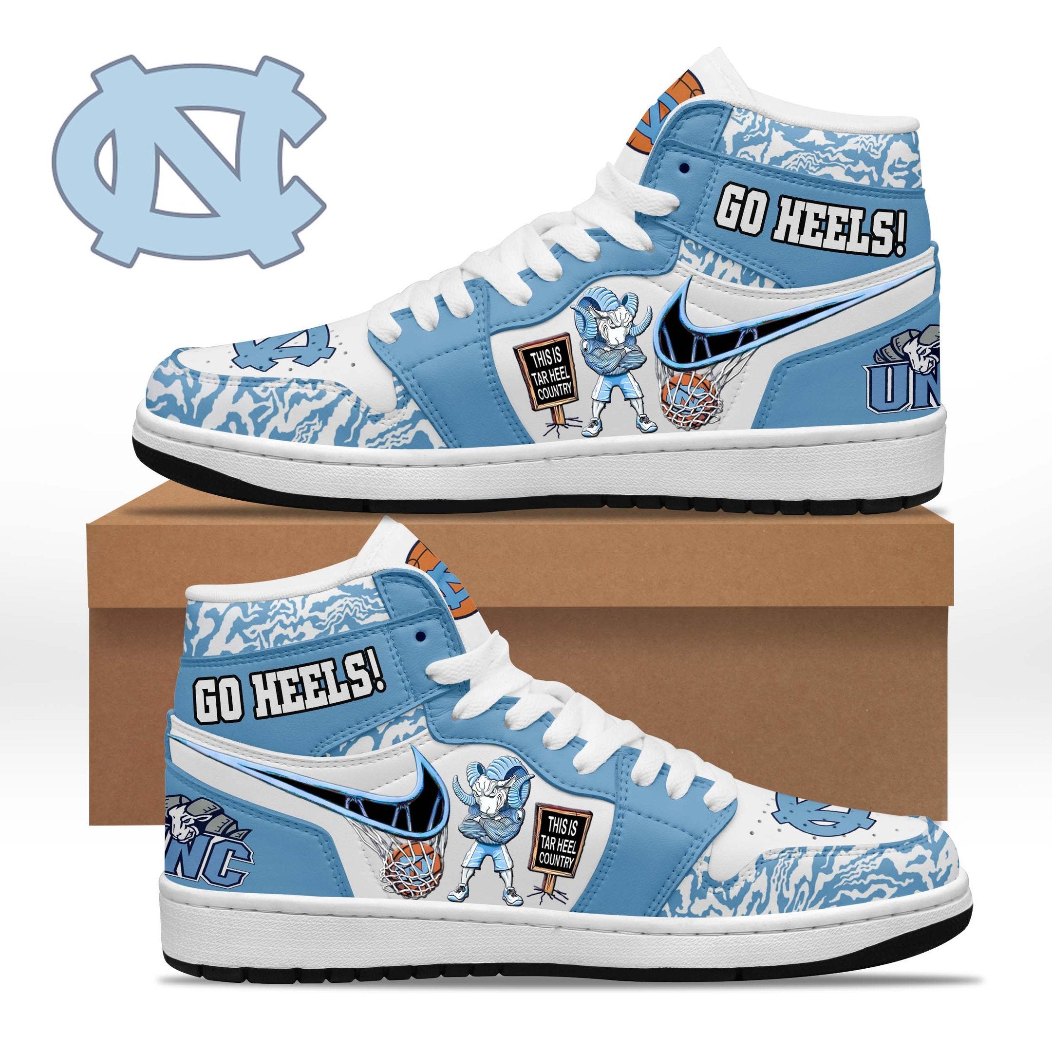Ideafootwear North Carolina Tar Heels AJ1 High Sneakers Shoes For Men And Women 6