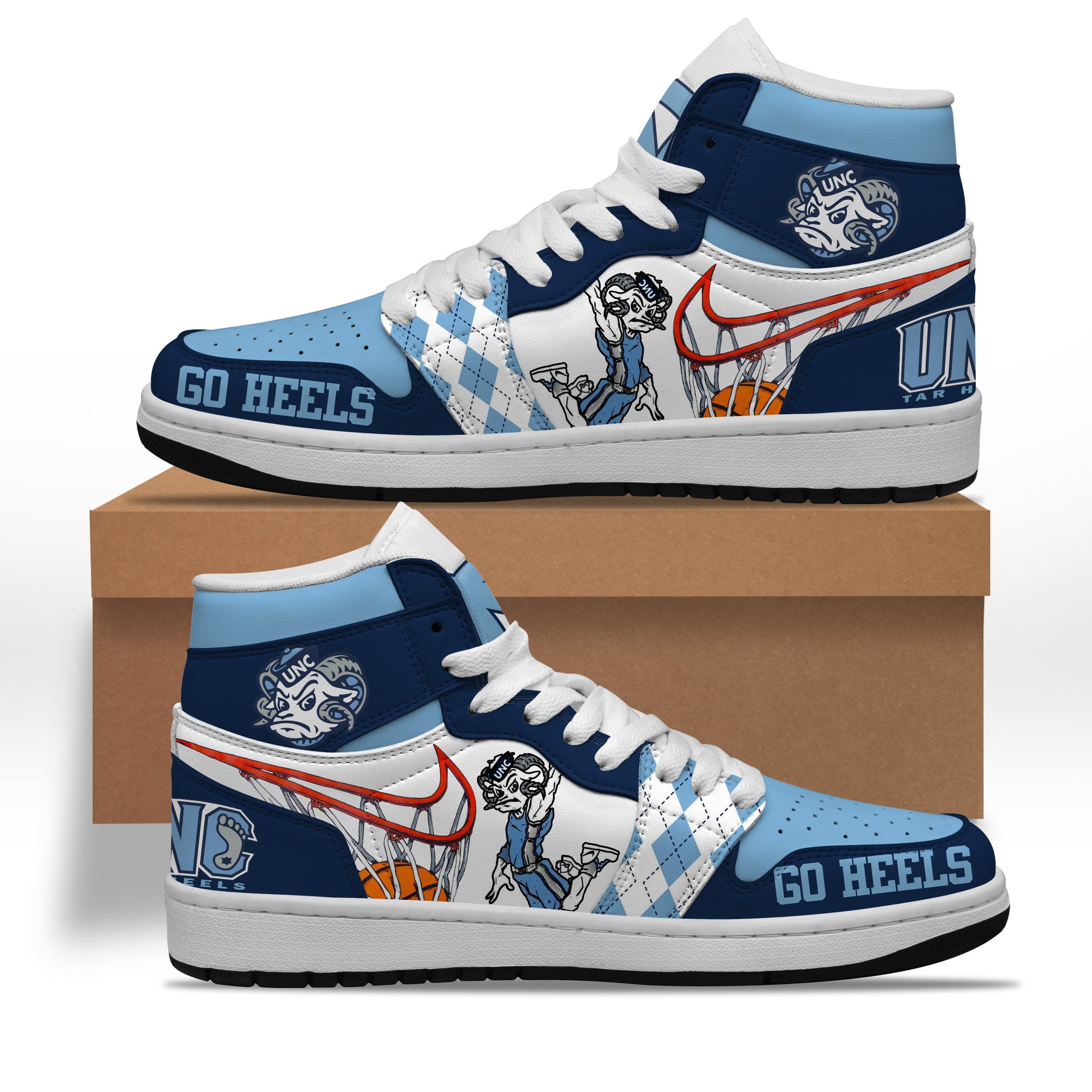 Ideafootwear North Carolina Tar Heels AJ1 High Sneakers Shoes For Men And Women 5