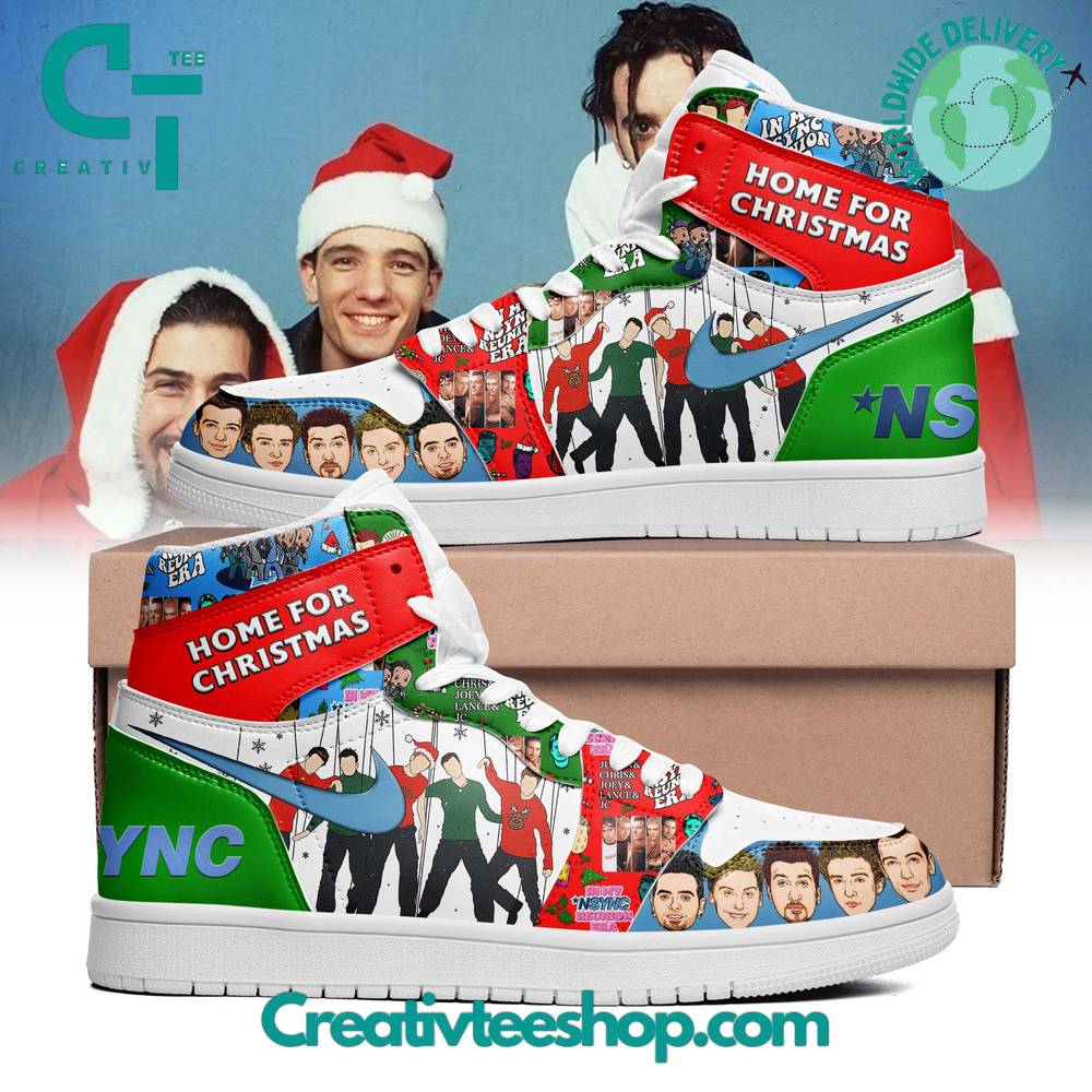 Ideafootwear NSYNC Home For Christmas AJ1 High Sneakers Shoes For Men And Women 1