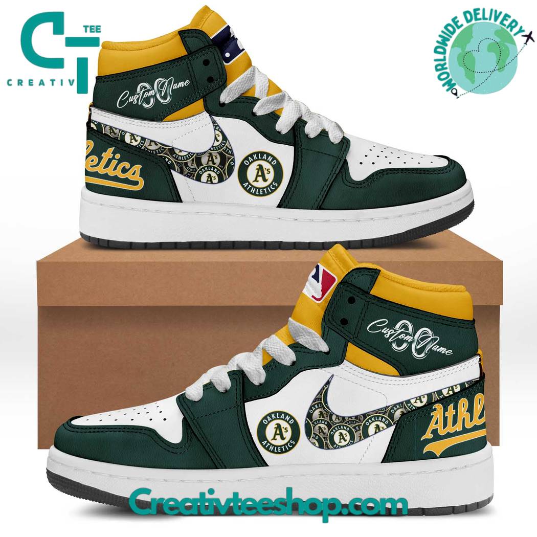 Ideafootwear Oakland Athletics AJ1 High Sneakers Shoes For Men And Women 7