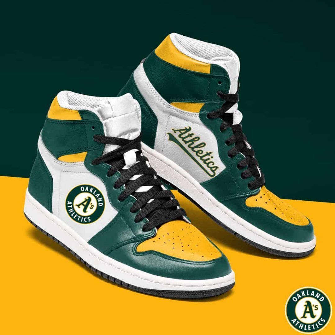 Ideafootwear Oakland Athletics AJ1 High Sneakers Shoes For Men And Women 6