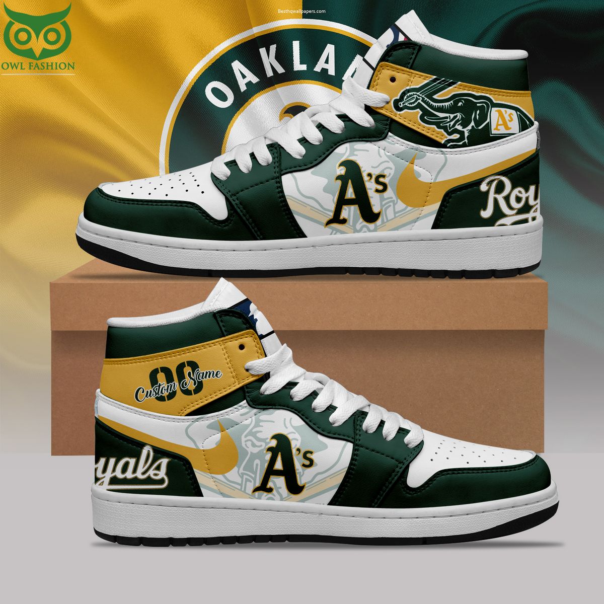 Ideafootwear Oakland Athletics AJ1 High Sneakers Shoes For Men And Women 9