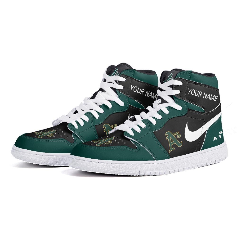 Ideafootwear Oakland Athletics AJ1 High Sneakers Shoes For Men And Women 4