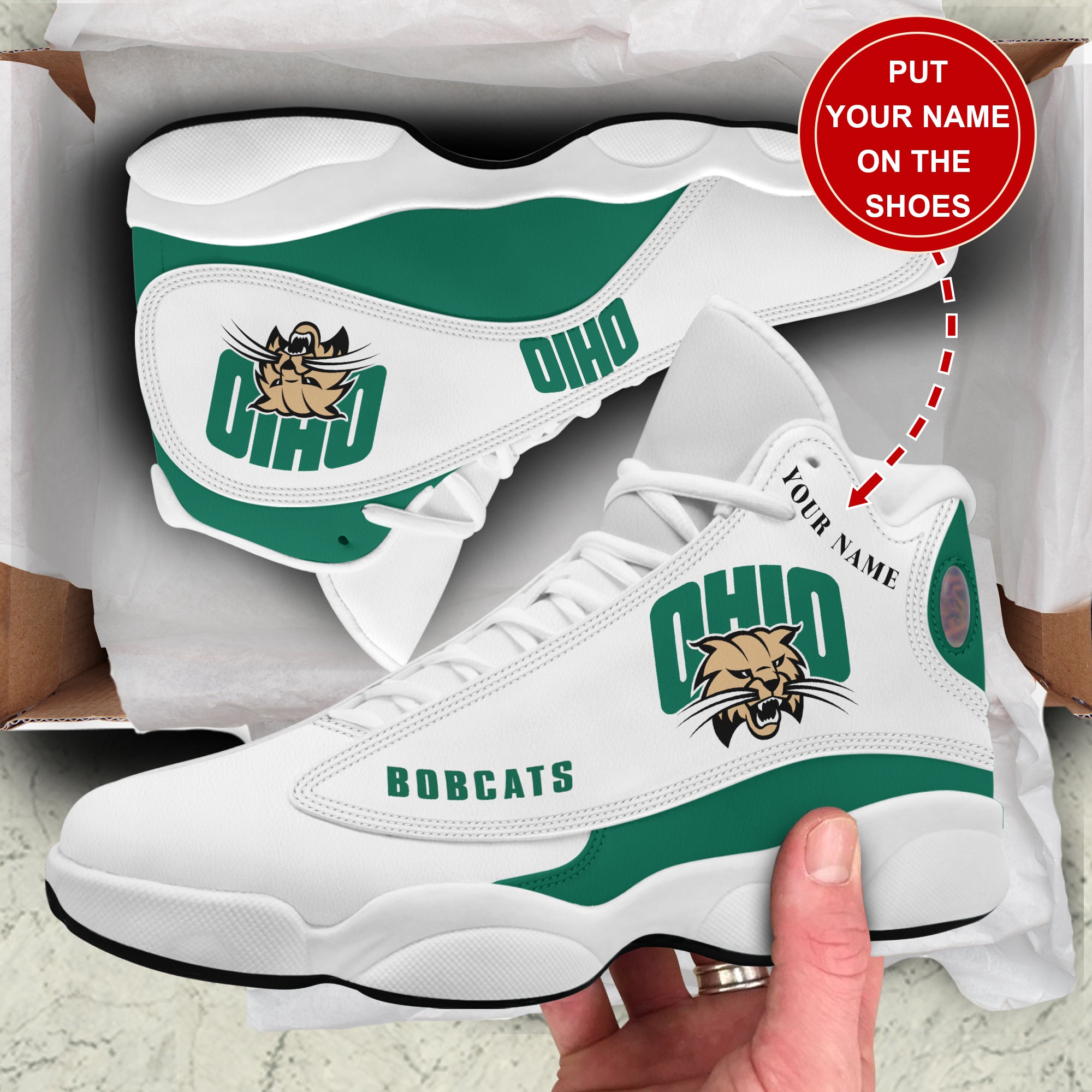 Ideafootwear Ohio Bobcats AJ13 Sneakers Shoes For Men And Women 1