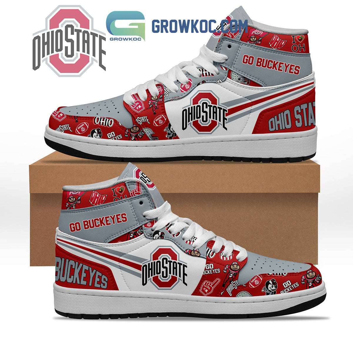 Ideafootwear Ohio State Buckeyes AJ1 High Sneakers Shoes For Men And Women 4