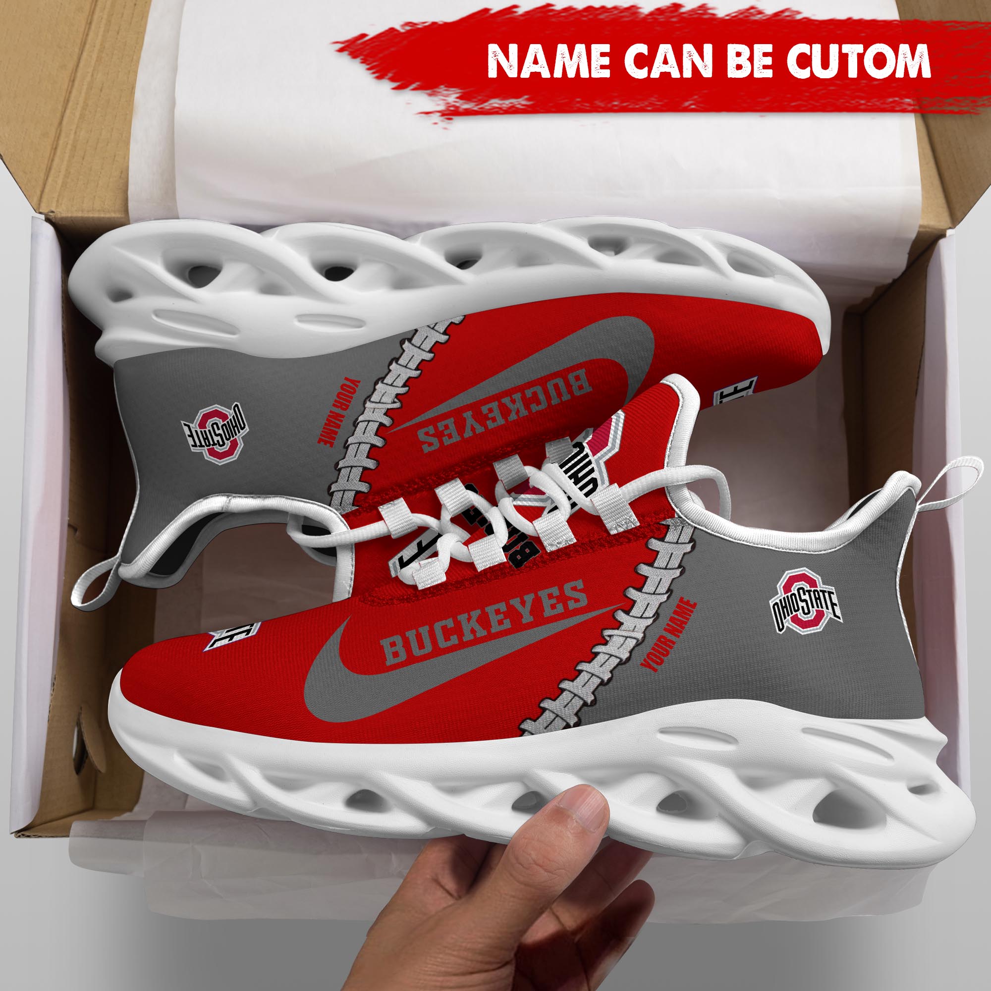Ideafootwear Ohio State Buckeyes Max Soul Shoes Sneakers For Men And Women 3