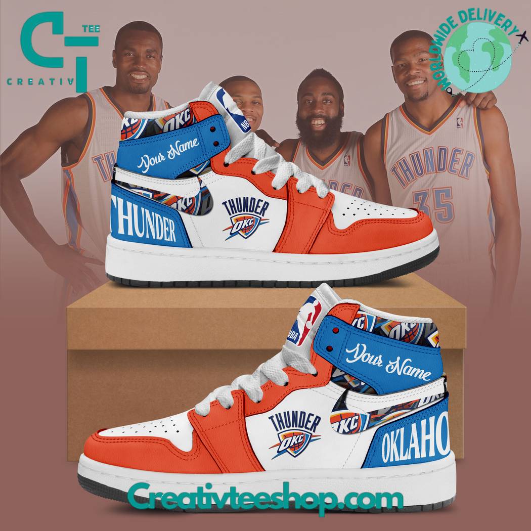 Ideafootwear Oklahoma City Thunder AJ1 High Sneakers Shoes For Men And Women 4
